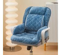 USB Heated Chair Cushion with Waist Pad, Heated Office Chair Pad with 3 Heat Levels and Elastic Buckle Strap Backrest, Portable Heated Seat Cushion for Back Waist HIPS Thighs (Blue-Grey)