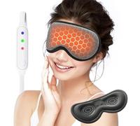 USB Heated Eye Mask with Smart Temperature & Timer Control - Electric Cotton Eye Compress for Sleep, Dry Eyes, Blepharitis, Dark Circles, and Puffy Eyes