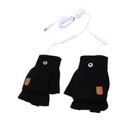 USB Heated Fingerless Gloves Electric Hand Warmer for Winter Skiing Acrylic Fiber (Black)