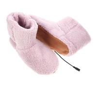 USB Heated Foot Warmer Shoes Plush Pink Boot Style for Winter
