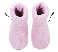 USB Heated Foot Warmer Shoes with Plush Boot Shape, Pink
