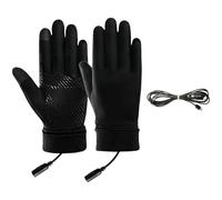 USB Heated Gloves, 3 Level Temperature Adjustment, Suede Material, 9.8 x 4.1 in Black, Portable Charger, Computer USB Interface Compatible, Touchscreen Fingers for Winter Outdoor Sports