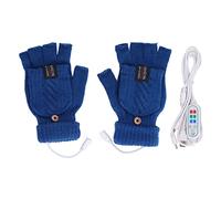 USB Heated Gloves, Electric Heating Thermal Gloves, Half Finger Knit Heated Gloves with Double Sided Heating for Typing Gaming Working Outdoor Winter Use (Blue)