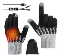 USB Heated Gloves for Men Women, Charging 3 Levels Temperature Knitted Hand Warmers, Touch Screen Full Finger Electric Heated Gloves for Winter