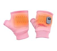 USB Heated Gloves for Men Women, Electric Heating Hand Warmers Half Finger Heating Mittens Warm Gloves, Touchscreen Hands Warmer Gloves, Thermal Laptop Gloves for Indoor Outdoor Winter Gift (Pink)