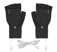 USB Heated Gloves for Women & Men, Full & Half Finger Double-Sided Heated Laptop Gloves, Mitten Washable Design Knitting Hands Warmer for Winter Gift Indoor & Outdoor (Black)