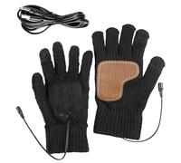USB Heated Gloves for Women or Men, Non-silp Winter Thermal Knitted Gloves Touch Screen 5V Full Finger Electric For Driving Running Indoor Outdoor, Black (Black)