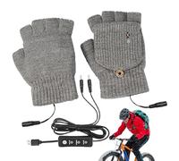 USB Heated Gloves, Heated Fingerless Mittens, Winter Hand Warmers, Touchscreen Knitting Gloves, Adjustable Temperature Gloves, Full and Half Hands Warmer for Winter