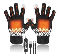 USB Heated Gloves - Indoor and Outdoor Knitted Heated Motorbike Gloves, Three-Speed Adjustment, Double-Sided Heating Hand Warmers, Adjustable and Washable, for Men and Women (Black)