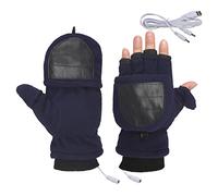USB Heated Gloves Mitten for Women Men Washable Double Sided Electric Heating Thermal Gloves Unisex Convertible Fingerless Gloves Winter Warm Laptop Gloves for Gaming Typing Cycling Hiking Hand Warmer