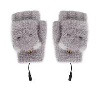 USB Heated Gloves Mittens for Women Girls Washable Electric Heating Gloves Winter Warm Conversible Constant Heat Laptop Glove Knitting Wool Full/Half Finger Hand Warmer for Gaming Typing Cycling