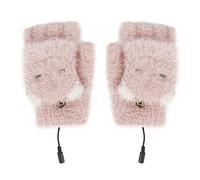 USB Heated Gloves Mittens for Women Girls Washable Electric Heating Gloves Winter Warm Conversible Constant Heat Laptop Glove Knitting Wool Full/Half Finger Hand Warmer for Gaming Typing Cycling