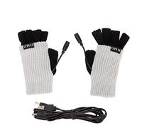 USB Heated Gloves Soft Fashionable Fingerless Heating Gloves Warmer for Cycling Skiing (Light Grey)