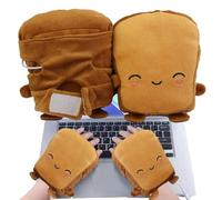 USB Heated Gloves - Soft Thermal Panda Bread Mittens, Adjustable Half Finger Design | Laptop Work Outdoor Winter Activities, Comfortable Hand Warmers for Kids Girls Ladies Gaming Winter Activities