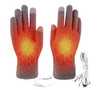 USB Heated Knit Gloves Mittens Hands Winter Warmer Dual Sides Heating Gloves Knitted Full Finger Gloves Office Work Gloves for Women Men Teens, Black Full Finger