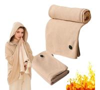 USB Heated Shawl, Portable Electric Heated Shawl Wrap,Wearable Heated Blanket with Zipper,USB Shawls Wrap,Washable Throw Blanket With Three Temp Settings For Home Travel Camping (Beige)