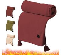 USB Heated Shawl, Portable Electric Heated Shawl Wrap,Wearable Heated Blanket with Zipper,USB Shawls Wrap,Washable Throw Blanket With Three Temp Settings For Home Travel Camping (Red)