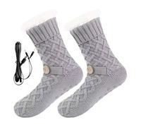 USB Heated Socks - Electric Foot Warmers with Wool Lining | Non-slip Knitted Sole 21x25cm DC 5V Winter Warmth Unisex for Traveling to the Home Office