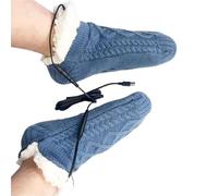 USB Heated Socks Slippers for Indoor Use Electric Foot Warmers, USB Rechargeable Foot Warmers, Non Slip Fluffy Slipper Socks for Men Women(Blue2)