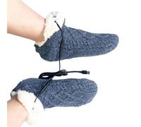 USB Heated Socks Slippers for Indoor Use Electric Foot Warmers, USB Rechargeable Foot Warmers, Non Slip Fluffy Slipper Socks for Men Women(Blue1)