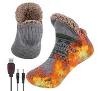 USB Heated Socks with 3 Levels Heating for Women Men, Fuzzy Slipper Thermal Socks with Non Slip Sole Fleece Lining, Winter Heating Socks for Home, Office, Travel, Keep Feet Warm