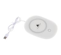 USB Heating Coaster Coffee Warmer 16x12x3cm Plastic Desk Use | Low Power 16W Design, Supports Glass Teapots and Milk, White Finish for Office Winter Comfort