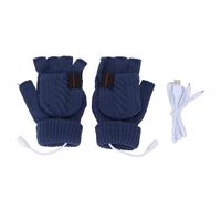 USB Heating Gloves Blue Fingerless Knit Winter Warm Gloves for Women with Arthritis Double Sided Thermal Chip Hand Warmer for Office Typing Gifts 2 Pairs