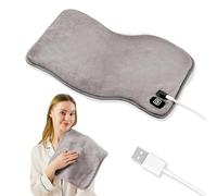 USB Heating Pad, Portable Heating Pad for Travel, 18"x 14" Small 5V Electric Heating Pad, Washable, 3 Heat Settings, Auto Shut Off, Heat Therapy for Period Cramps Back Pain Relief, Grey