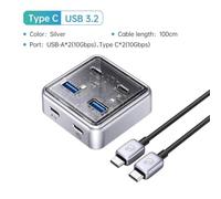 USB Hub 10Gbps With 2 USB A Port And 2 USB C Port Metal Material Compatible With ORICO USB3 2 For All(USB C 10Gbps 100CM)