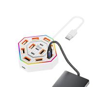 USB Hub - 13 Port Laptop Docking Station for Fast Data Transfer, Multiple Device Connection with Charging Support, Electronic Accessory for Home Office School, 3.74x3.74x0.98 in