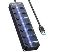 USB Hub 3.0, Eanetf 7 Port USB hub with LED Individual On/Off Switches and Extended Long Cable for MacBook, Mac Pro, Mac Mini, iMac, Surface Pro, XPS, PC