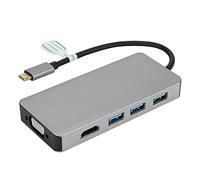 USB Hub 3.0 Splitter, Type-C Multi-Function Converter with VGA++USB3.0 X 3 Expansion Interface for 4K HD Video for Laptop, PC, Computer, Mobile HDD, Flash Drive, Etc