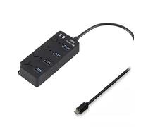 USB Hub 3.0,USB Extender Splitter for Laptop with Individual Switch, 1 to 4 Multiport USB Adapter Extension Hub for Computers (4 Ports USB 3.0 with Switch Control & Indicator Light)