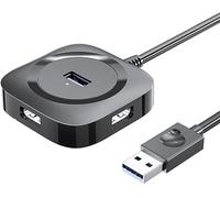 USB Hub 3.0, USB Splitter Multi USB 4 Ports Splitter for PC, Mac, Surface Pro, Laptop, PS4, 0.2 m Long Extension Cable, Mini USB 3.0 Adapter (One USB 3.0)