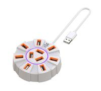 USB Hub - 3.5 x 3.5 x 0.98 inch, PC ABS Multi-port Hub, Black and White Design with 23.62 Inch Cable | High Speed USB 3.0 Expansion Adapter for Laptop Desktop PC Accessories for Charging the Dat