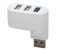 USB Hub, 3 in 1 USB Splitter, 90°/180° Degree Rotatable USB Expander, Portable Multiport Adapter, 1 USB3.0 Port, 2 USB2.0 Ports, for OS X Windows Laptop HDD Flash Drive Printer