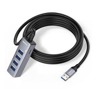 USB Hub 4 Ports with 10FT Cable, Multiple USB 3.0 Hub, USB-A Splitter for Laptop with Type C Power Port, USB Extender for Desktop, Laptop, PC, Ideal for Mouse, Keyboard, Flash Drive, U Disk, Printer