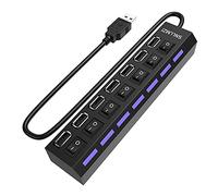 USB Hub, 7 Port USB 2.0 Hub LED Portable High-Speed Compatible for iMac Pro, MacBook Air, Mac Mini/Pro, Surface Pro, PC and Laptop
