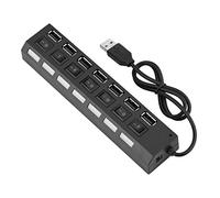 USB Hub, 7-Port USB 2.0 Hub USB Splitter Adapter for Mobile Phone, Tablet PC, Keyboard Mouse, Hard Drive, 480Mbps Fast Transmission, Plug and Play