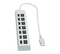 USB Hub 7 Port USB 2.0 Splitter with Individual Switches - Data Expander for PC Laptop Desktop - White 300mm