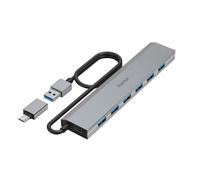 Usb Hub, 7 Ports, Usb 3.2 Gen1, 5 Gbit/s, with Usb-C Adapter and White Color