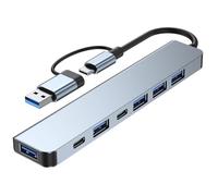 USB Hub 8 in 1, USB A/C to USB 3.0 USB 2.0, 8 Ports Portable USB Splitter, USB Docking Station Extender USB3.0 Audio Compatible with Laptop,PC, Phones