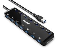USB HUB, atolla 7-Port USB 3.0 Hub Slim Splitter with 3.82Ft Extended Cable and Individual LED Power Switches, Multi USB Port Extension Data Hub for PC, Laptop, MacBook, etc.