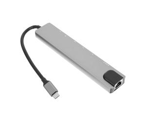 USB Hub for Laptop 8 in 1 4k 30hz Aluminum Alloy Silver