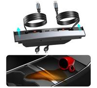 USB Hub for Tesla Model 3 Model Y Waterproof - Fast Phone Charger for Model Y/3 Accessories 2024 2023 2022 2021 Multi Port Retractable Docking Station, 100% Fit Center Console(Not Fit Model 3 2024)