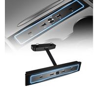 USB Hub for Tesla Model 3/Y 2021 2022 2023, 4 Port USB Dock for Tesla Center Console Adapter, Multiport Docking Station with Blue LED Light, Supports Car Charging and Data Transmission