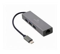 Usb Hub Gembird A-Cmu3-Lan-01 Grey NEW