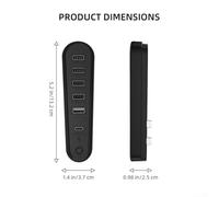 USB Hub, High-Speed 6-Port USB Hub For PS5 Pro Slim ABS Computers Accessories For RGB Charging And Data Extension, Black 13.2 * 3.7 * 2.5cm