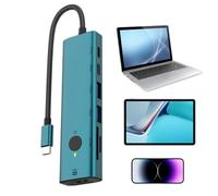 Usb Hub, Laptop Adapter, Portable Splitter, 7-In-1 Multiport Design, 5gbps High-Speed Transfer, Use for Pc Desktop Travel Workstation, 4.72x1.3x0.59 Inches, Green, 1 Piece