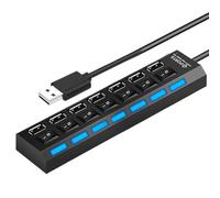 USB Hub - Multi-Port Data Splitter, Desktop Charging Station | Non-slip USB Expansion Adapter with Individual Control Button for Photog Filing Class Co-working